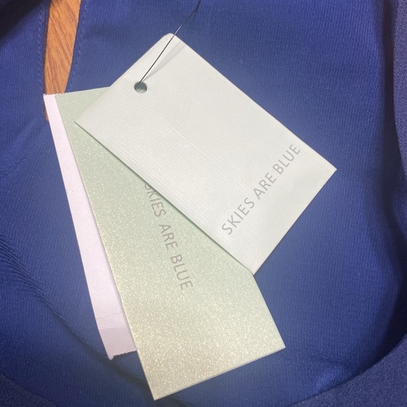 Skies are blue navy blue spaghetti strap sliver gromet dress size S NWT - Picture 8 of 9